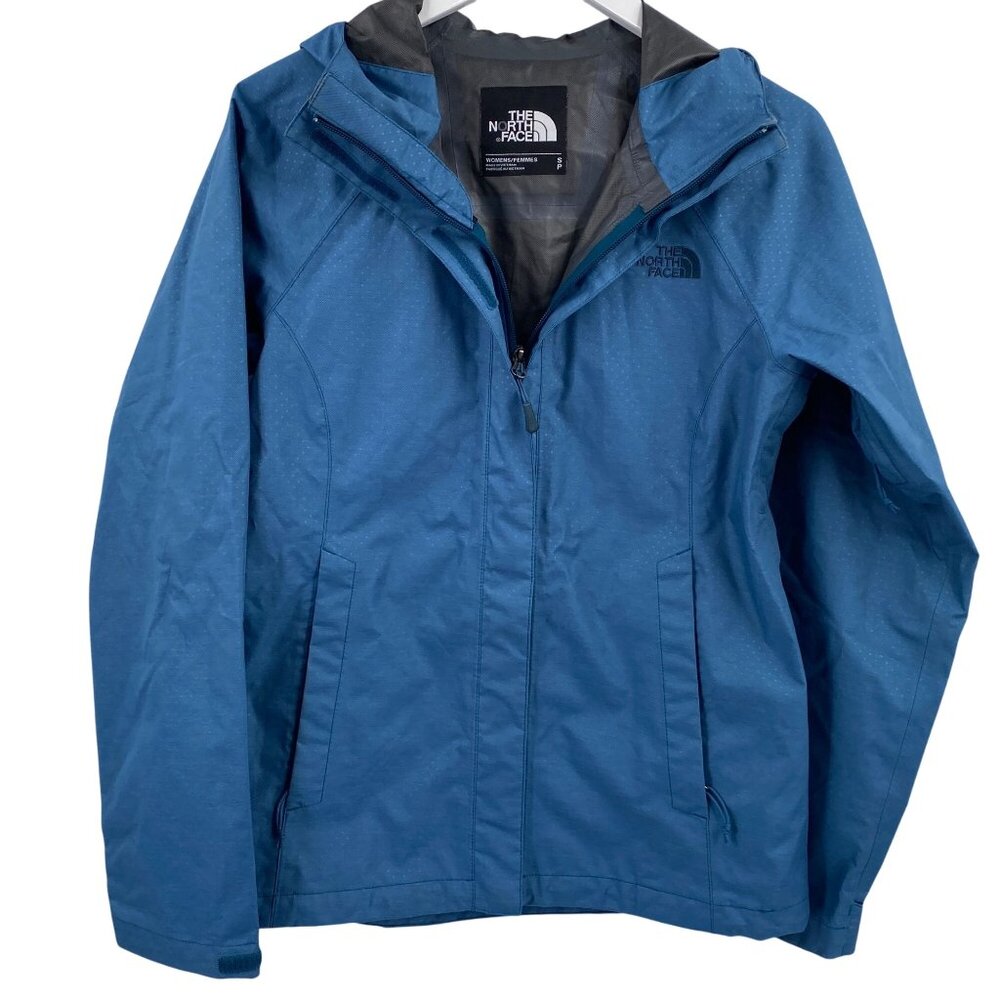 The North Face women's rain jacket‎ coat size small blue Hiking camping Fishing